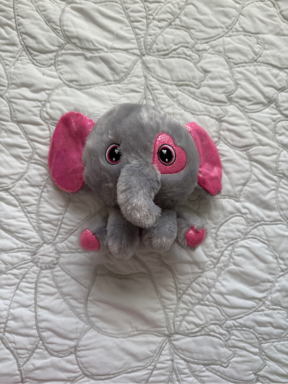 Grey & Pink Plush Elephant Stuffed Animal - Cozy Cuddly Toy